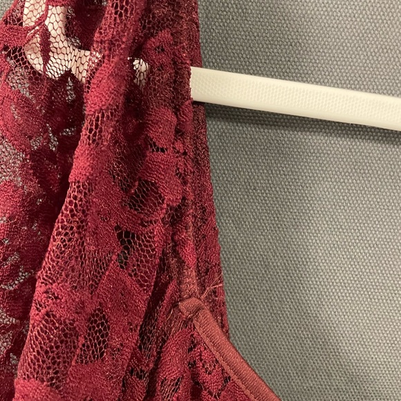 BloomChic Deep Red Lace Maxi Dress - Picture 3 of 7